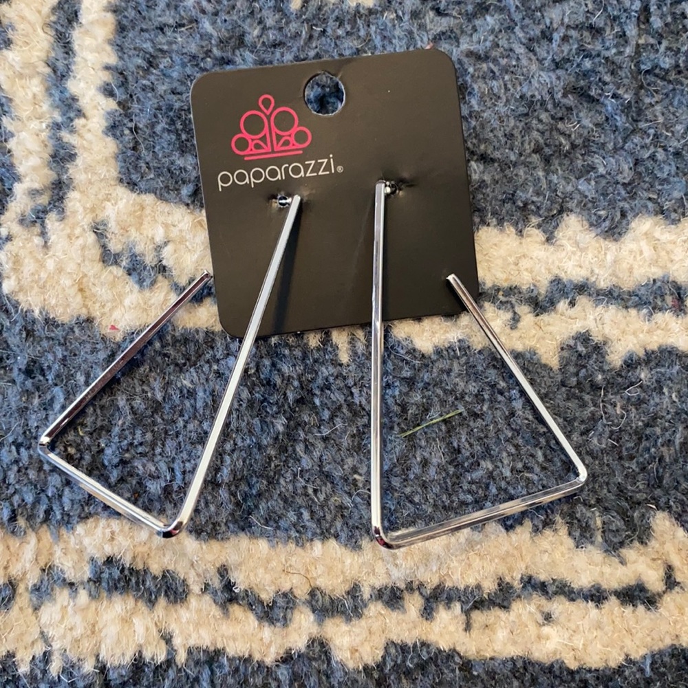 Paparazzi Silver Triangle Earrings
